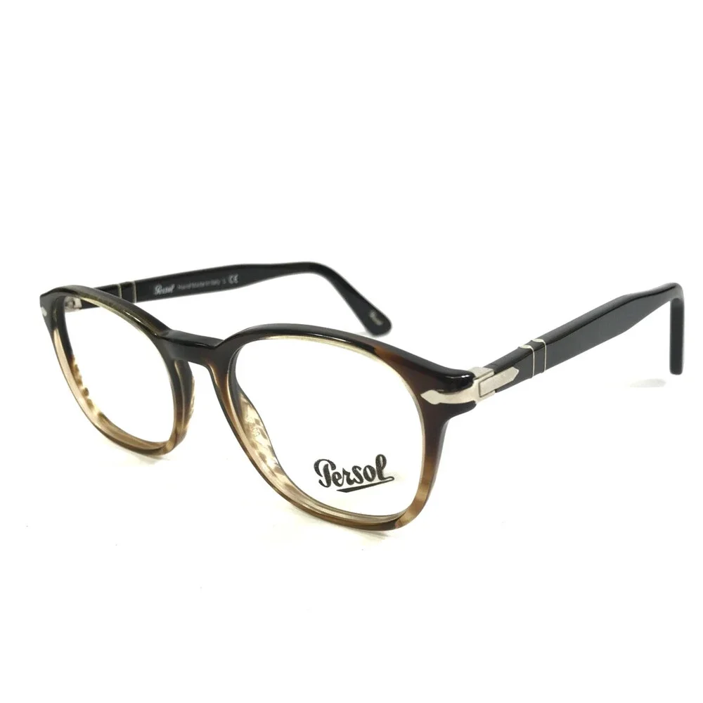 Persol Eyeglasses Frames 3122-V 1026 Brown Striped Brown Silver Logos 50-19-145